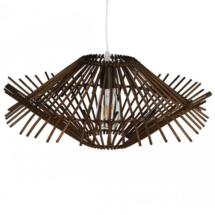 GloboStar® MADDY 01602 Vintage Κρεμαστό Φωτιστικό Οροφής Μονόφωτο 1 x E27 Καφέ Σκούρο Ξύλινο Ψάθινο Μπαμπού Φ50 x Υ23cm GloboStar® MADDY 01602 Vintage Κρεμαστό Φωτιστικό Οροφής Μονόφωτο 1 x E27 Καφέ Σκούρο Ξύλινο Ψάθινο Μπαμπού Φ50 x Υ23cm