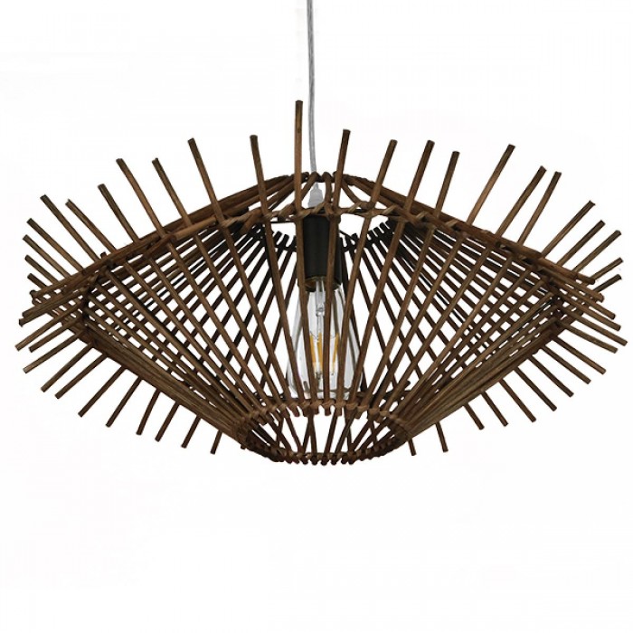 GloboStar® MADDY 01602 Vintage Κρεμαστό Φωτιστικό Οροφής Μονόφωτο 1 x E27 Καφέ Σκούρο Ξύλινο Ψάθινο Μπαμπού Φ50 x Υ23cm GloboStar® MADDY 01602 Vintage Κρεμαστό Φωτιστικό Οροφής Μονόφωτο 1 x E27 Καφέ Σκούρο Ξύλινο Ψάθινο Μπαμπού Φ50 x Υ23cm