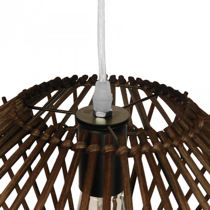 GloboStar® MADDY 01602 Vintage Κρεμαστό Φωτιστικό Οροφής Μονόφωτο 1 x E27 Καφέ Σκούρο Ξύλινο Ψάθινο Μπαμπού Φ50 x Υ23cm GloboStar® MADDY 01602 Vintage Κρεμαστό Φωτιστικό Οροφής Μονόφωτο 1 x E27 Καφέ Σκούρο Ξύλινο Ψάθινο Μπαμπού Φ50 x Υ23cm