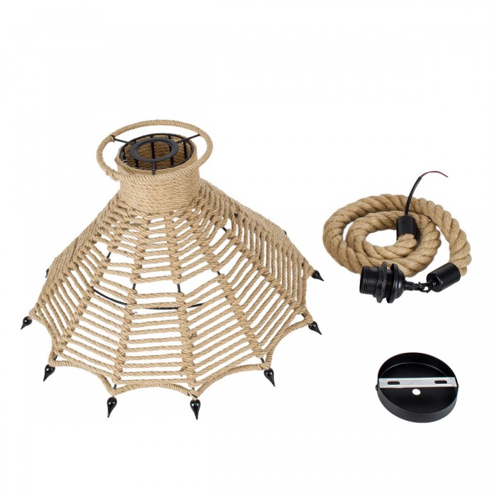 GloboStar® OZERO 01603 Vintage Κρεμαστό Φωτιστικό Οροφής Μονόφωτο 1 x E27 Μπεζ Καμπάνα με Σχοινί Φ41 x Υ28cm GloboStar® OZERO 01603 Vintage Κρεμαστό Φωτιστικό Οροφής Μονόφωτο 1 x E27 Μπεζ Καμπάνα με Σχοινί Φ41 x Υ28cm