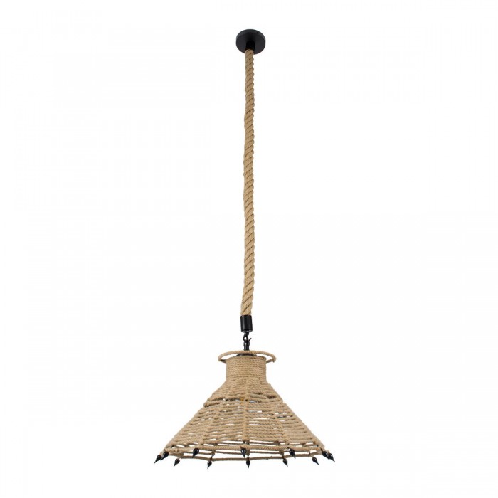 GloboStar® OZERO 01603 Vintage Κρεμαστό Φωτιστικό Οροφής Μονόφωτο 1 x E27 Μπεζ Καμπάνα με Σχοινί Φ41 x Υ28cm GloboStar® OZERO 01603 Vintage Κρεμαστό Φωτιστικό Οροφής Μονόφωτο 1 x E27 Μπεζ Καμπάνα με Σχοινί Φ41 x Υ28cm