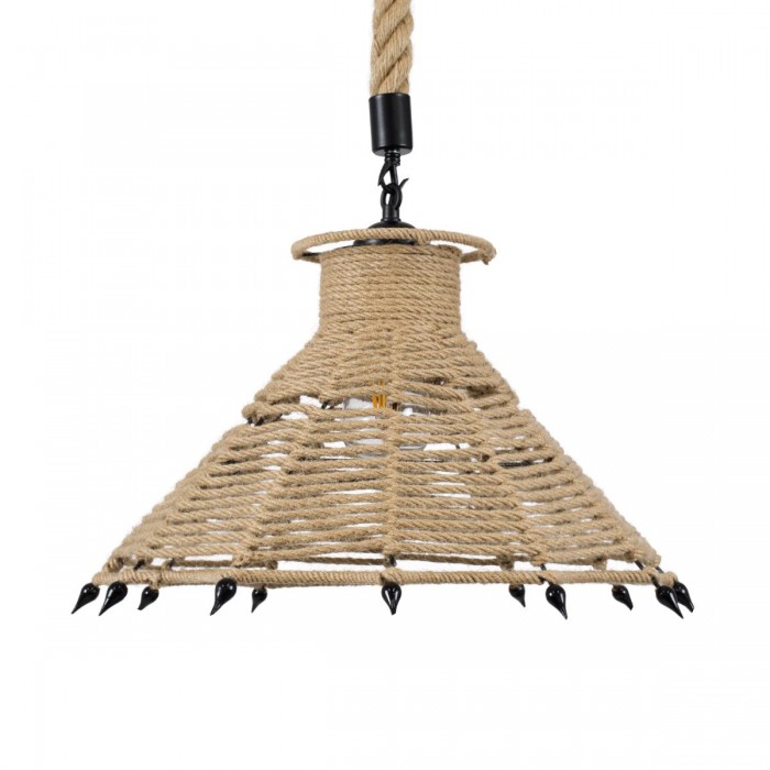 GloboStar® OZERO 01603 Vintage Κρεμαστό Φωτιστικό Οροφής Μονόφωτο 1 x E27 Μπεζ Καμπάνα με Σχοινί Φ41 x Υ28cm GloboStar® OZERO 01603 Vintage Κρεμαστό Φωτιστικό Οροφής Μονόφωτο 1 x E27 Μπεζ Καμπάνα με Σχοινί Φ41 x Υ28cm