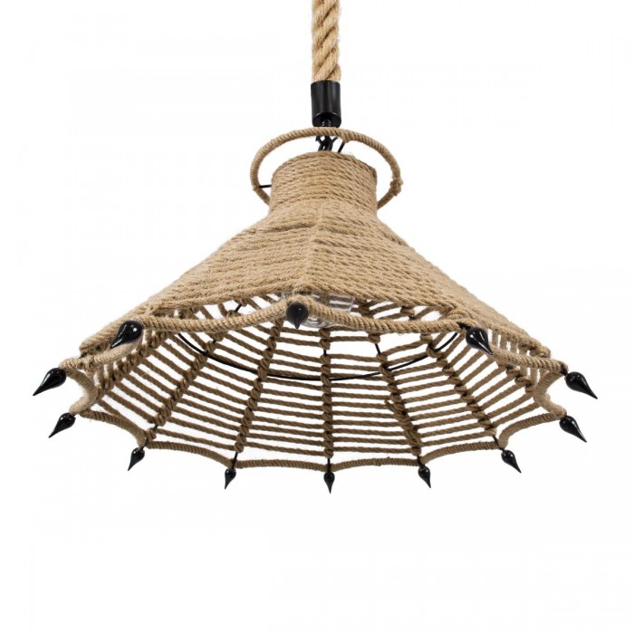 GloboStar® OZERO 01603 Vintage Κρεμαστό Φωτιστικό Οροφής Μονόφωτο 1 x E27 Μπεζ Καμπάνα με Σχοινί Φ41 x Υ28cm GloboStar® OZERO 01603 Vintage Κρεμαστό Φωτιστικό Οροφής Μονόφωτο 1 x E27 Μπεζ Καμπάνα με Σχοινί Φ41 x Υ28cm