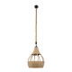 GloboStar® KUBRIC 01605 Vintage Κρεμαστό Φωτιστικό Οροφής Μονόφωτο 1 x E27 Μπεζ Καμπάνα με Σχοινί Φ30 x Υ40cm