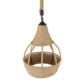 GloboStar® KUBRIC 01605 Vintage Κρεμαστό Φωτιστικό Οροφής Μονόφωτο 1 x E27 Μπεζ Καμπάνα με Σχοινί Φ30 x Υ40cm