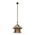 GloboStar® SOLITARIO 01606 Vintage Κρεμαστό Φωτιστικό Οροφής Μονόφωτο 1 x E27 Μπεζ Καμπάνα με Σχοινί Φ36 x Υ30cm