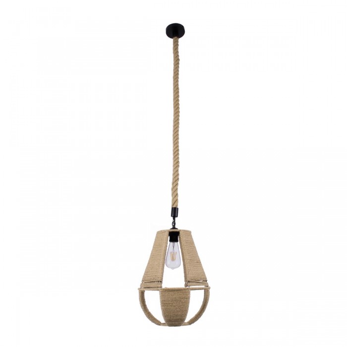 GloboStar® POLIA 01608 Vintage Κρεμαστό Φωτιστικό Οροφής Μονόφωτο 1 x E27 Πλέγμα με Μπεζ Σχοινί Φ30 x Υ42cm GloboStar® POLIA 01608 Vintage Κρεμαστό Φωτιστικό Οροφής Μονόφωτο 1 x E27 Πλέγμα με Μπεζ Σχοινί Φ30 x Υ42cm