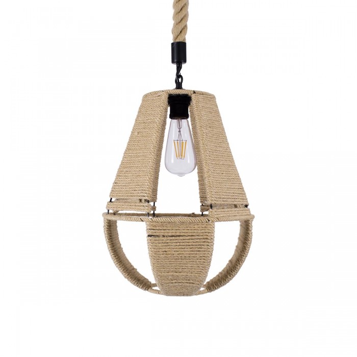 GloboStar® POLIA 01608 Vintage Κρεμαστό Φωτιστικό Οροφής Μονόφωτο 1 x E27 Πλέγμα με Μπεζ Σχοινί Φ30 x Υ42cm GloboStar® POLIA 01608 Vintage Κρεμαστό Φωτιστικό Οροφής Μονόφωτο 1 x E27 Πλέγμα με Μπεζ Σχοινί Φ30 x Υ42cm
