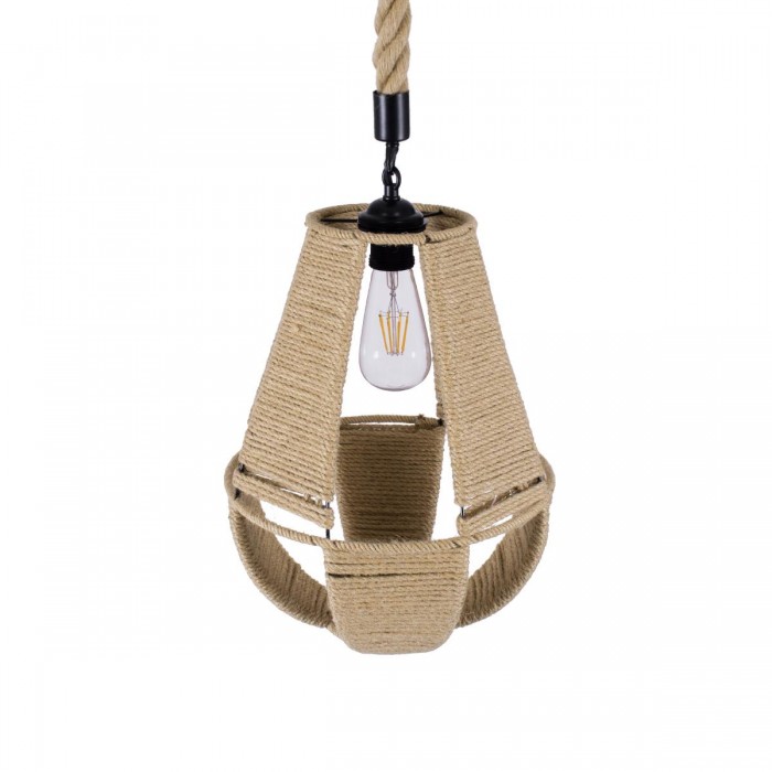 GloboStar® POLIA 01608 Vintage Κρεμαστό Φωτιστικό Οροφής Μονόφωτο 1 x E27 Πλέγμα με Μπεζ Σχοινί Φ30 x Υ42cm GloboStar® POLIA 01608 Vintage Κρεμαστό Φωτιστικό Οροφής Μονόφωτο 1 x E27 Πλέγμα με Μπεζ Σχοινί Φ30 x Υ42cm