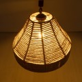 GloboStar® DOGMA 01609 Vintage Κρεμαστό Φωτιστικό Οροφής Μονόφωτο 1 x E27 Καμπάνα με Μπεζ Σχοινί Φ38 x Υ28cm