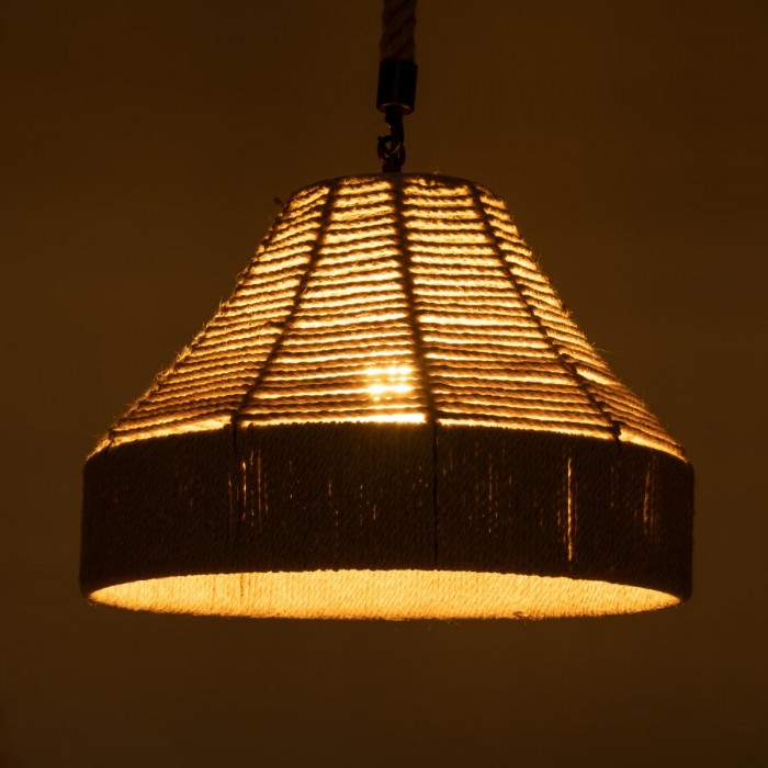 GloboStar® DOGMA 01609 Vintage Κρεμαστό Φωτιστικό Οροφής Μονόφωτο 1 x E27 Καμπάνα με Μπεζ Σχοινί Φ38 x Υ28cm GloboStar® DOGMA 01609 Vintage Κρεμαστό Φωτιστικό Οροφής Μονόφωτο 1 x E27 Καμπάνα με Μπεζ Σχοινί Φ38 x Υ28cm