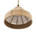 GloboStar® DOGMA 01609 Vintage Κρεμαστό Φωτιστικό Οροφής Μονόφωτο 1 x E27 Καμπάνα με Μπεζ Σχοινί Φ38 x Υ28cm