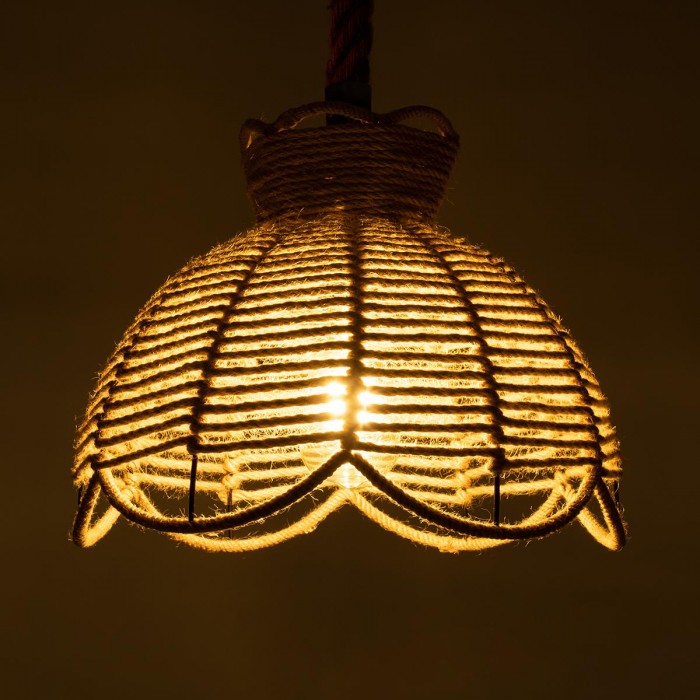 GloboStar® VENIER 01610 Vintage Κρεμαστό Φωτιστικό Οροφής Μονόφωτο 1 x E27 Πλέγμα με Μπεζ Σχοινί Φ35 x Υ26cm GloboStar® VENIER 01610 Vintage Κρεμαστό Φωτιστικό Οροφής Μονόφωτο 1 x E27 Πλέγμα με Μπεζ Σχοινί Φ35 x Υ26cm
