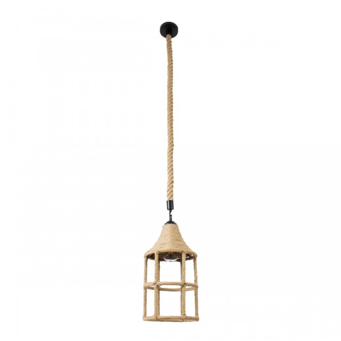 GloboStar® YUBA 01612 Vintage Κρεμαστό Φωτιστικό Οροφής Μονόφωτο 1 x E27 Πλέγμα με Μπεζ Σχοινί Φ22 x Υ40cm GloboStar® YUBA 01612 Vintage Κρεμαστό Φωτιστικό Οροφής Μονόφωτο 1 x E27 Πλέγμα με Μπεζ Σχοινί Φ22 x Υ40cm