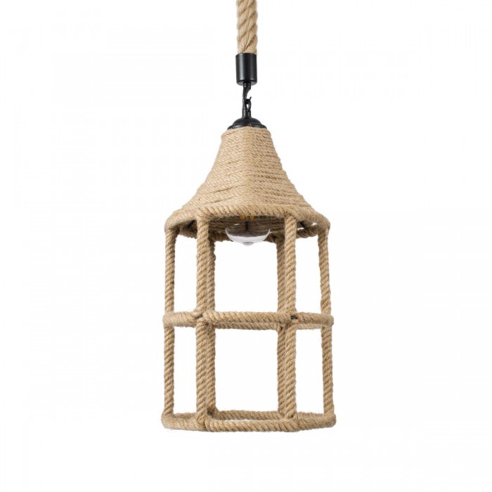 GloboStar® YUBA 01612 Vintage Κρεμαστό Φωτιστικό Οροφής Μονόφωτο 1 x E27 Πλέγμα με Μπεζ Σχοινί Φ22 x Υ40cm GloboStar® YUBA 01612 Vintage Κρεμαστό Φωτιστικό Οροφής Μονόφωτο 1 x E27 Πλέγμα με Μπεζ Σχοινί Φ22 x Υ40cm