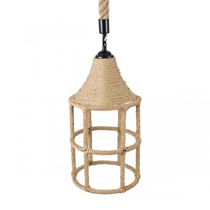 GloboStar® YUBA 01612 Vintage Κρεμαστό Φωτιστικό Οροφής Μονόφωτο 1 x E27 Πλέγμα με Μπεζ Σχοινί Φ22 x Υ40cm GloboStar® YUBA 01612 Vintage Κρεμαστό Φωτιστικό Οροφής Μονόφωτο 1 x E27 Πλέγμα με Μπεζ Σχοινί Φ22 x Υ40cm