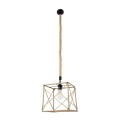 GloboStar® POLISHED 01616 Vintage Κρεμαστό Φωτιστικό Οροφής Μονόφωτο 1 x E27 Πλέγμα με Μπεζ Σχοινί Μ30 x Π28 x Υ30cm