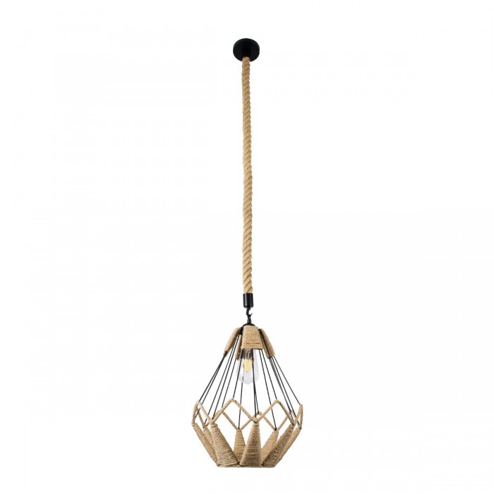GloboStar® CONICAL 01617 Vintage Κρεμαστό Φωτιστικό Οροφής Μονόφωτο 1 x E27 Πλέγμα με Μπεζ Σχοινί Φ30 x Υ40cm GloboStar® CONICAL 01617 Vintage Κρεμαστό Φωτιστικό Οροφής Μονόφωτο 1 x E27 Πλέγμα με Μπεζ Σχοινί Φ30 x Υ40cm