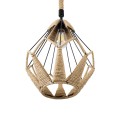 GloboStar® CONICAL 01617 Vintage Κρεμαστό Φωτιστικό Οροφής Μονόφωτο 1 x E27 Πλέγμα με Μπεζ Σχοινί Φ30 x Υ40cm