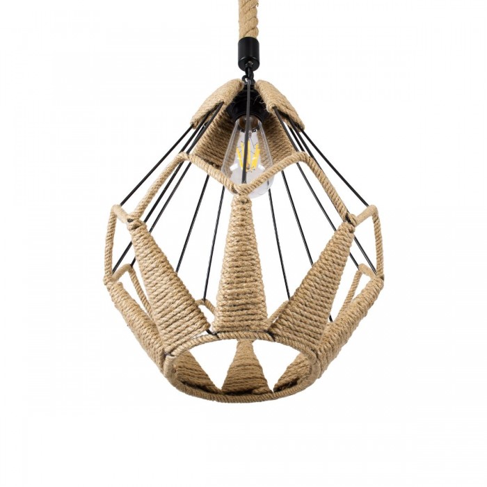 GloboStar® CONICAL 01617 Vintage Κρεμαστό Φωτιστικό Οροφής Μονόφωτο 1 x E27 Πλέγμα με Μπεζ Σχοινί Φ30 x Υ40cm GloboStar® CONICAL 01617 Vintage Κρεμαστό Φωτιστικό Οροφής Μονόφωτο 1 x E27 Πλέγμα με Μπεζ Σχοινί Φ30 x Υ40cm