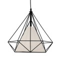 GloboStar® KAIRI 01618 Μοντέρνο Industrial Κρεμαστό Φωτιστικό Οροφής Μονόφωτο 1 x E27 Μαύρο με Άσπρο Ύφασμα Μεταλλικό Πλέγμα Φ38 x Υ39cm
