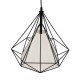 GloboStar® KAIRI 01618 Μοντέρνο Industrial Κρεμαστό Φωτιστικό Οροφής Μονόφωτο 1 x E27 Μαύρο με Άσπρο Ύφασμα Μεταλλικό Πλέγμα Φ38 x Υ39cm