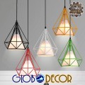 GloboStar® KAIRI 01618 Μοντέρνο Industrial Κρεμαστό Φωτιστικό Οροφής Μονόφωτο 1 x E27 Μαύρο με Άσπρο Ύφασμα Μεταλλικό Πλέγμα Φ38 x Υ39cm