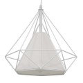 GloboStar® KAIRI 01619 Μοντέρνο Industrial Κρεμαστό Φωτιστικό Οροφής Μονόφωτο 1 x E27 Λευκό με Ύφασμα Μεταλλικό Πλέγμα Φ38 x Υ39cm