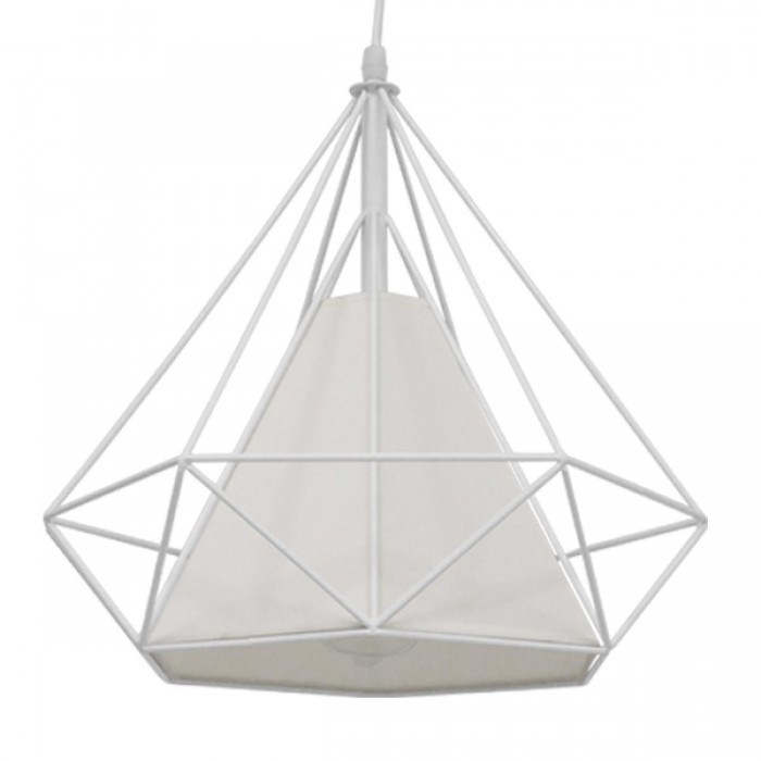 GloboStar® KAIRI 01619 Μοντέρνο Industrial Κρεμαστό Φωτιστικό Οροφής Μονόφωτο 1 x E27 Λευκό με Ύφασμα Μεταλλικό Πλέγμα Φ38 x Υ39cm GloboStar® KAIRI 01619 Μοντέρνο Industrial Κρεμαστό Φωτιστικό Οροφής Μονόφωτο 1 x E27 Λευκό με Ύφασμα Μεταλλικό Πλέγμα Φ38 x Υ39cm