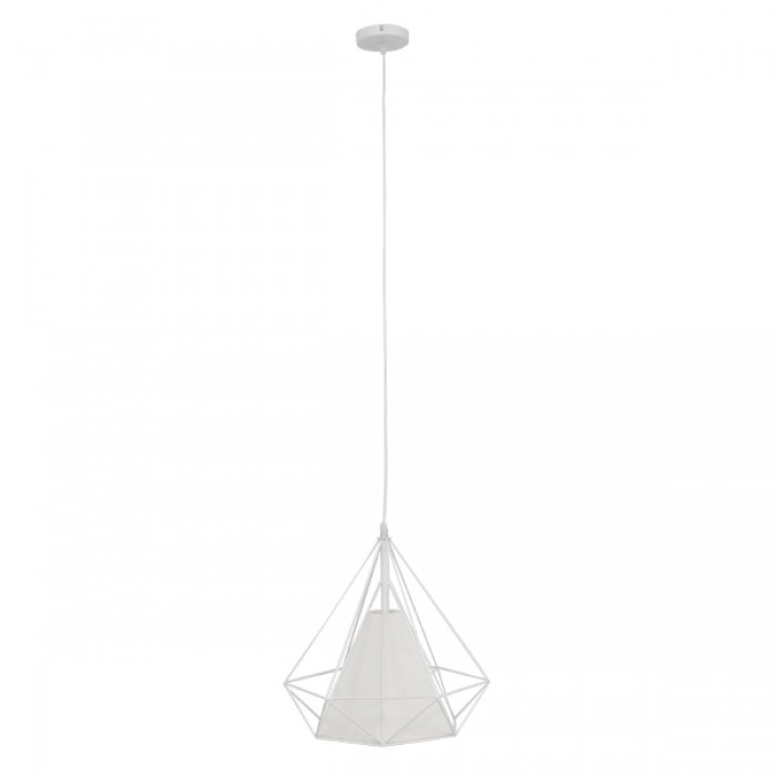 GloboStar® KAIRI 01619 Μοντέρνο Industrial Κρεμαστό Φωτιστικό Οροφής Μονόφωτο 1 x E27 Λευκό με Ύφασμα Μεταλλικό Πλέγμα Φ38 x Υ39cm GloboStar® KAIRI 01619 Μοντέρνο Industrial Κρεμαστό Φωτιστικό Οροφής Μονόφωτο 1 x E27 Λευκό με Ύφασμα Μεταλλικό Πλέγμα Φ38 x Υ39cm