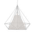 GloboStar® KAIRI 01619 Μοντέρνο Industrial Κρεμαστό Φωτιστικό Οροφής Μονόφωτο 1 x E27 Λευκό με Ύφασμα Μεταλλικό Πλέγμα Φ38 x Υ39cm