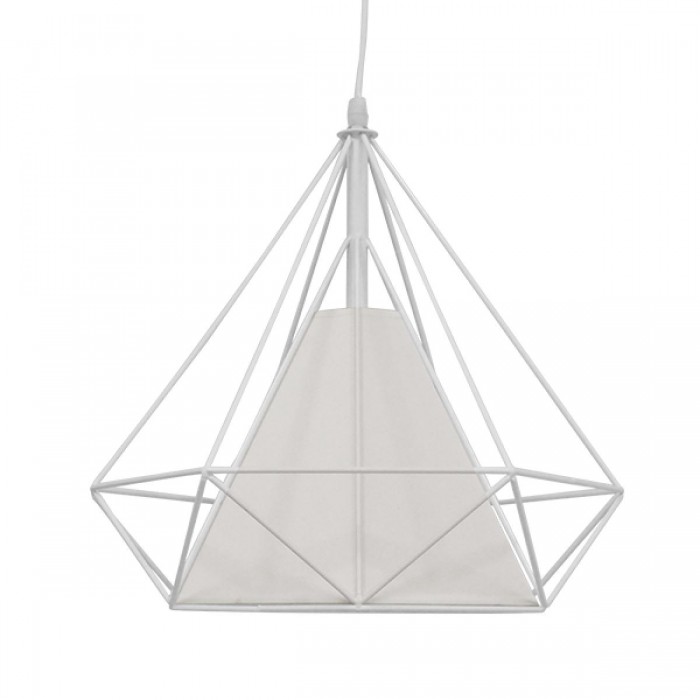 GloboStar® KAIRI 01619 Μοντέρνο Industrial Κρεμαστό Φωτιστικό Οροφής Μονόφωτο 1 x E27 Λευκό με Ύφασμα Μεταλλικό Πλέγμα Φ38 x Υ39cm GloboStar® KAIRI 01619 Μοντέρνο Industrial Κρεμαστό Φωτιστικό Οροφής Μονόφωτο 1 x E27 Λευκό με Ύφασμα Μεταλλικό Πλέγμα Φ38 x Υ39cm