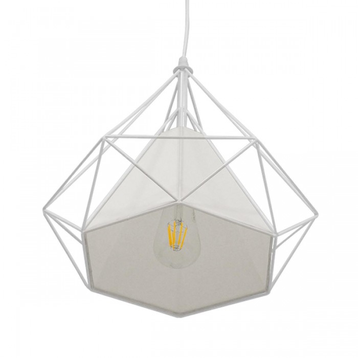 GloboStar® KAIRI 01619 Μοντέρνο Industrial Κρεμαστό Φωτιστικό Οροφής Μονόφωτο 1 x E27 Λευκό με Ύφασμα Μεταλλικό Πλέγμα Φ38 x Υ39cm GloboStar® KAIRI 01619 Μοντέρνο Industrial Κρεμαστό Φωτιστικό Οροφής Μονόφωτο 1 x E27 Λευκό με Ύφασμα Μεταλλικό Πλέγμα Φ38 x Υ39cm