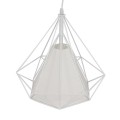 GloboStar® KAIRI 01619 Μοντέρνο Industrial Κρεμαστό Φωτιστικό Οροφής Μονόφωτο 1 x E27 Λευκό με Ύφασμα Μεταλλικό Πλέγμα Φ38 x Υ39cm