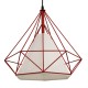 GloboStar® KAIRI 01620 Μοντέρνο Industrial Κρεμαστό Φωτιστικό Οροφής Μονόφωτο 1 x E27 Κόκκινο με Άσπρο Ύφασμα Μεταλλικό Πλέγμα Φ38 x Υ39cm