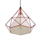 GloboStar® KAIRI 01620 Μοντέρνο Industrial Κρεμαστό Φωτιστικό Οροφής Μονόφωτο 1 x E27 Κόκκινο με Άσπρο Ύφασμα Μεταλλικό Πλέγμα Φ38 x Υ39cm