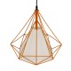 GloboStar® KAIRI 01621 Μοντέρνο Industrial Κρεμαστό Φωτιστικό Οροφής Μονόφωτο 1 x E27 Πορτοκαλί με Άσπρο Ύφασμα Μεταλλικό Πλέγμα Φ38 x Υ39cm