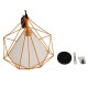 GloboStar® KAIRI 01621 Μοντέρνο Industrial Κρεμαστό Φωτιστικό Οροφής Μονόφωτο 1 x E27 Πορτοκαλί με Άσπρο Ύφασμα Μεταλλικό Πλέγμα Φ38 x Υ39cm