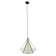 GloboStar® KAIRI 01622 Μοντέρνο Industrial Κρεμαστό Φωτιστικό Οροφής Μονόφωτο 1 x E27 Πράσινο με Άσπρο Ύφασμα Μεταλλικό Πλέγμα Φ38 x Υ39cm