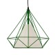 GloboStar® KAIRI 01622 Μοντέρνο Industrial Κρεμαστό Φωτιστικό Οροφής Μονόφωτο 1 x E27 Πράσινο με Άσπρο Ύφασμα Μεταλλικό Πλέγμα Φ38 x Υ39cm