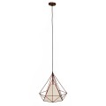 GloboStar® KAIRI 01623 Μοντέρνο Industrial Κρεμαστό Φωτιστικό Οροφής Μονόφωτο 1 x E27 Καφέ Σκουριά με Άσπρο Ύφασμα Μεταλλικό Πλέγμα Φ38 x Υ39cm