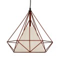 GloboStar® KAIRI 01623 Μοντέρνο Industrial Κρεμαστό Φωτιστικό Οροφής Μονόφωτο 1 x E27 Καφέ Σκουριά με Άσπρο Ύφασμα Μεταλλικό Πλέγμα Φ38 x Υ39cm