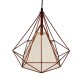 GloboStar® KAIRI 01623 Μοντέρνο Industrial Κρεμαστό Φωτιστικό Οροφής Μονόφωτο 1 x E27 Καφέ Σκουριά με Άσπρο Ύφασμα Μεταλλικό Πλέγμα Φ38 x Υ39cm