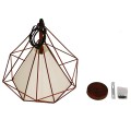 GloboStar® KAIRI 01623 Μοντέρνο Industrial Κρεμαστό Φωτιστικό Οροφής Μονόφωτο 1 x E27 Καφέ Σκουριά με Άσπρο Ύφασμα Μεταλλικό Πλέγμα Φ38 x Υ39cm