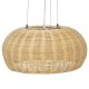 GloboStar® DE LA MER 01624 Vintage Κρεμαστό Φωτιστικό Οροφής Τρίφωτο 3 x E27 Καφέ Ξύλινο Μπαμπού Φ45 x Υ24cm