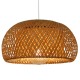 GloboStar® SAN TROPEZ 01626 Vintage Κρεμαστό Φωτιστικό Οροφής Μονόφωτο 1 x E27 Καφέ Ξύλινο Μπαμπού Φ38 x Υ22cm
