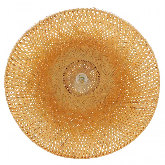 GloboStar® SAN TROPEZ 01627 Vintage Κρεμαστό Φωτιστικό Οροφής Μονόφωτο 1 x E27 Καφέ Ξύλινο Μπαμπού Φ60 x Υ29cm