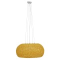 GloboStar® FIJI 01628 Vintage Κρεμαστό Φωτιστικό Οροφής Πολύφωτο 5 x E27 Μπέζ Rattan Φ60 x Υ29cm