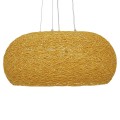 GloboStar® FIJI 01628 Vintage Κρεμαστό Φωτιστικό Οροφής Πολύφωτο 5 x E27 Μπέζ Rattan Φ60 x Υ29cm