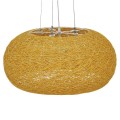 GloboStar® FIJI 01628 Vintage Κρεμαστό Φωτιστικό Οροφής Πολύφωτο 5 x E27 Μπέζ Rattan Φ60 x Υ29cm